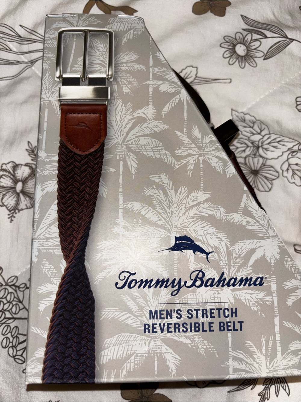 Tommy Bahama Brown/Navy MEN'S STRETCH REVERSIBLE BELT SM/MD New